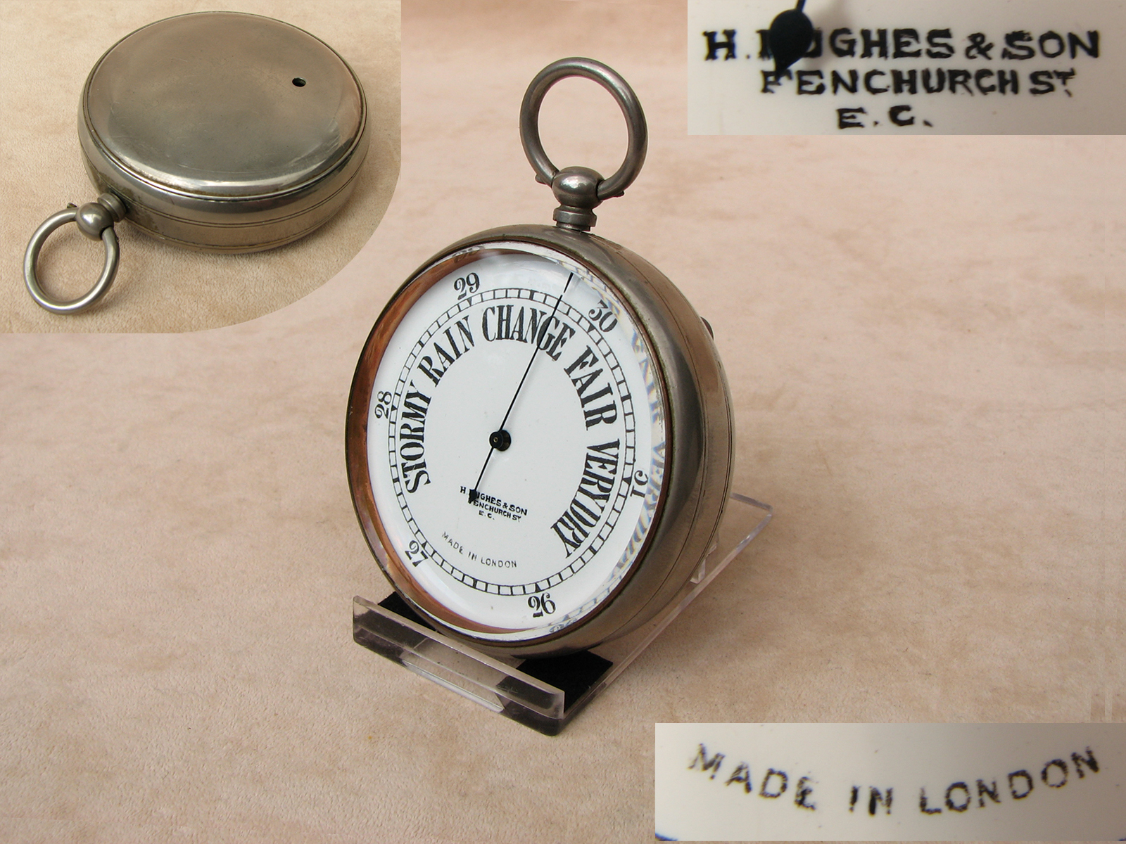 Early 20th century Henry Hughes & Son Goliath size pocket barometer